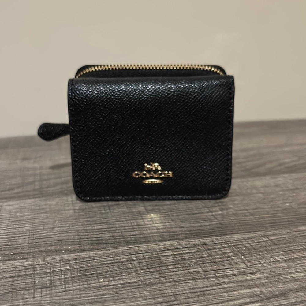 Coach Black Wallet with Gold Accents Used